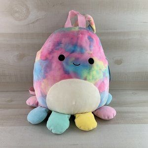 Squishmallow 12" Opal the Octopus Backpack Tie Dye Rainbow Plush